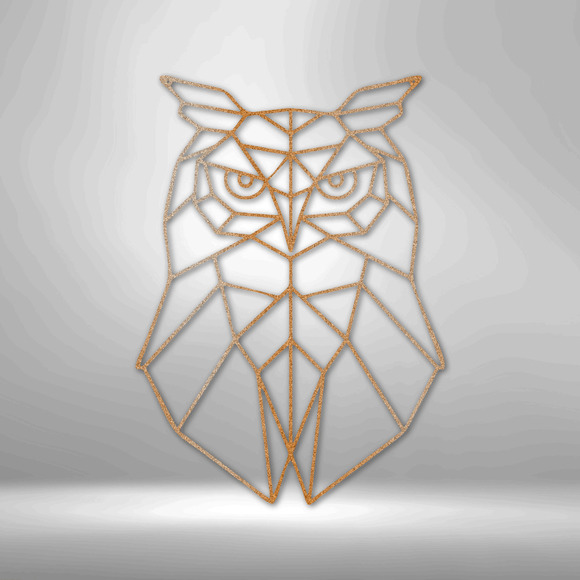 Geometric Owl Steel Sign Laser Cut Powder Coated Home & Office Metal Wall Decor